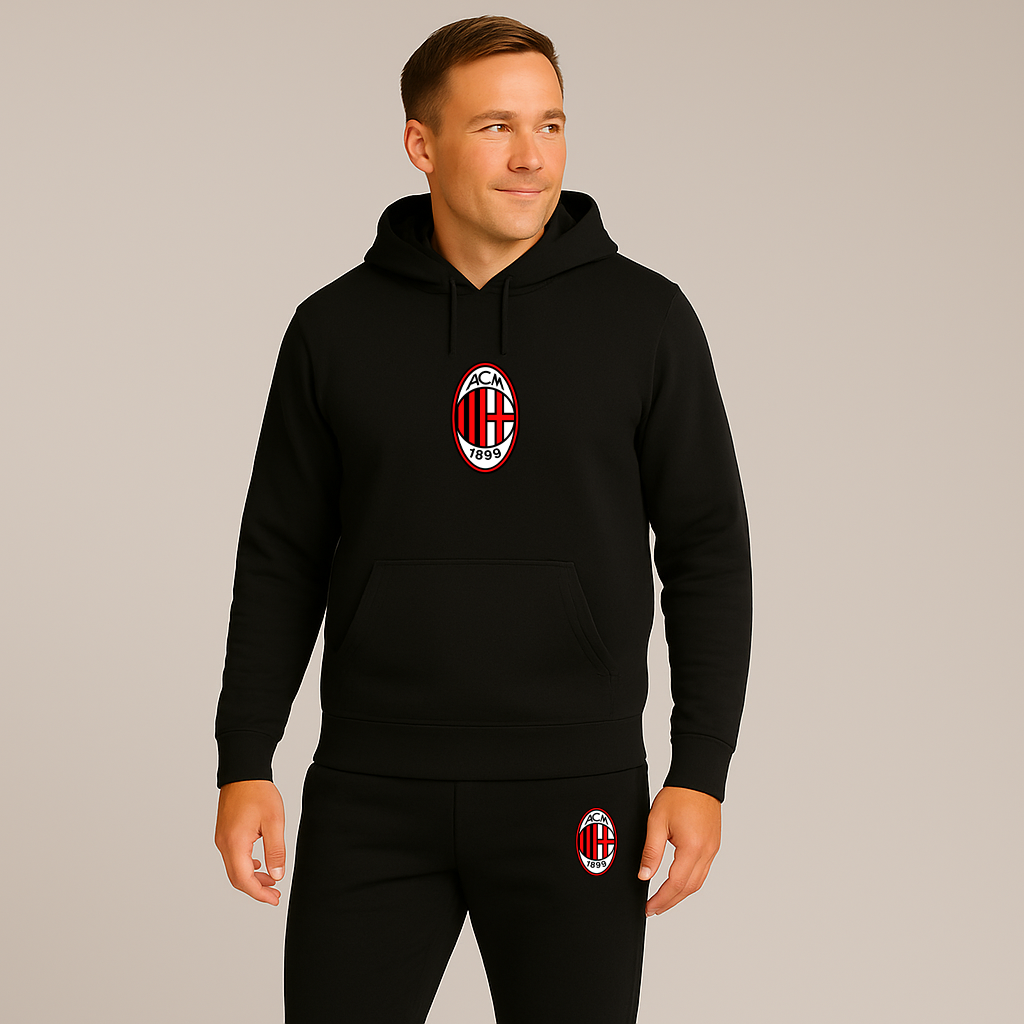 Men’s AC Milan Soccer Logo Hoodie Joggers Set