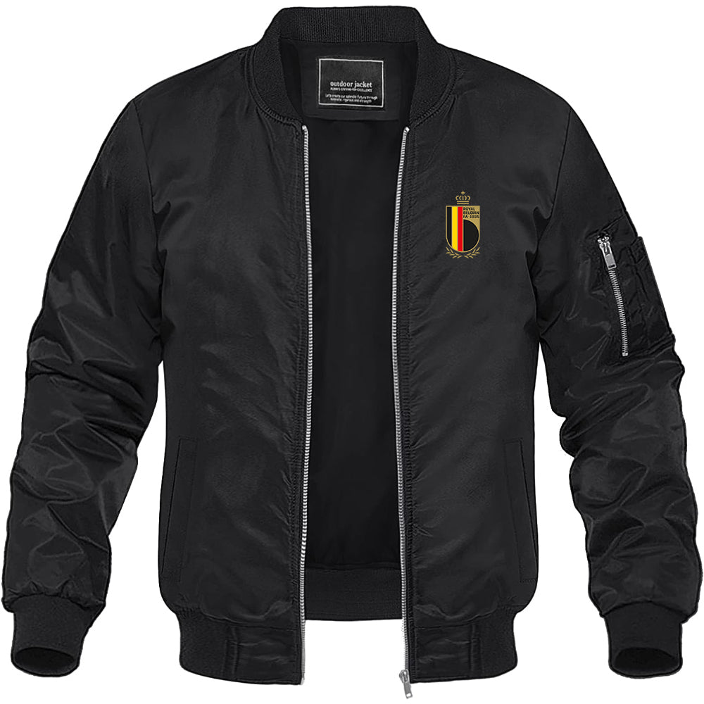 Men's Belgium National Soccer Team Lightweight Bomber Jacket Windbreaker Softshell Varsity Jacket Coat