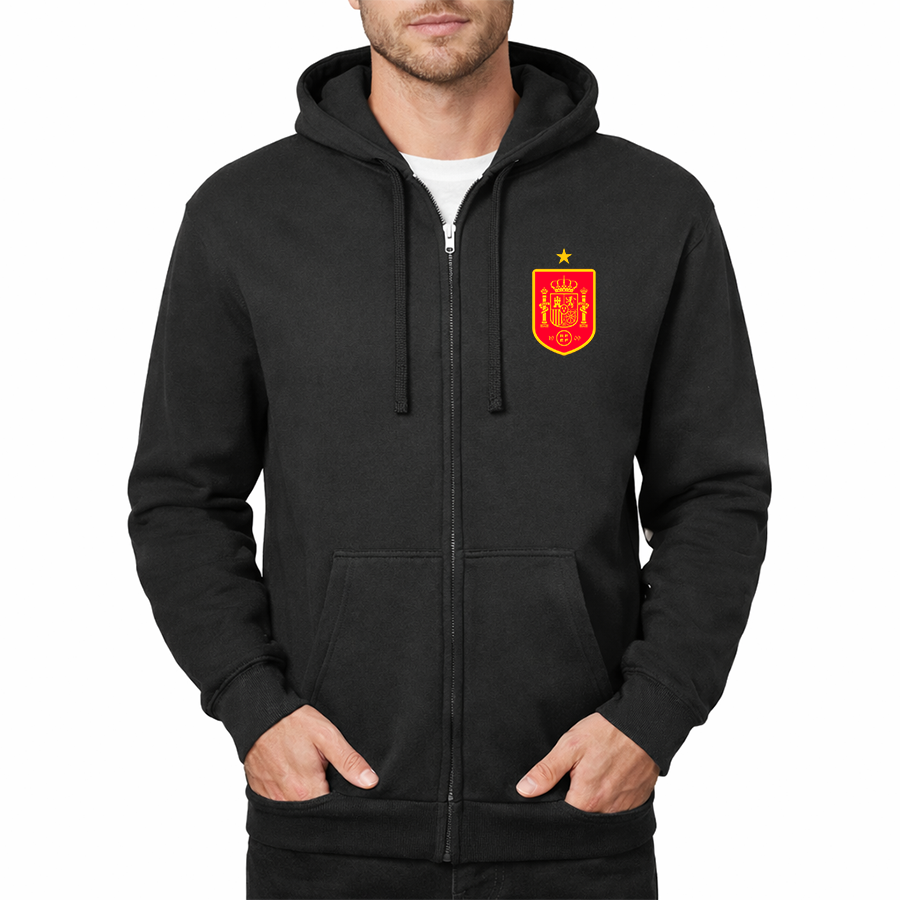 Men's Spain Red Logo National Soccer Team Zipper Hoodie