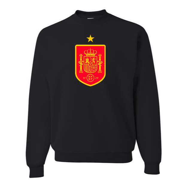 Men's Spain Red Logo National Soccer Team Crewneck Sweatshirt