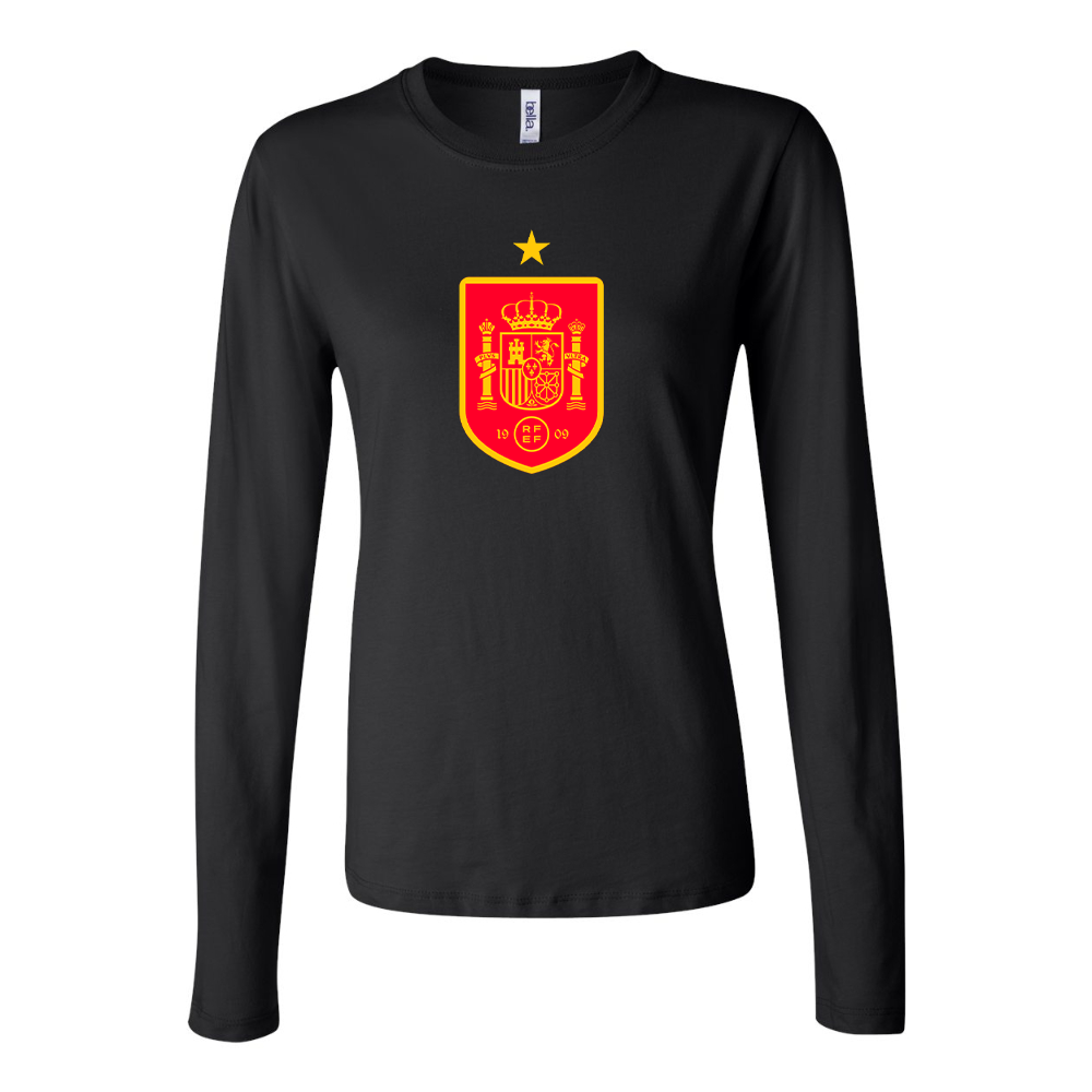 Women's Spain Red Logo National Soccer Team Long Sleeve T-Shirt