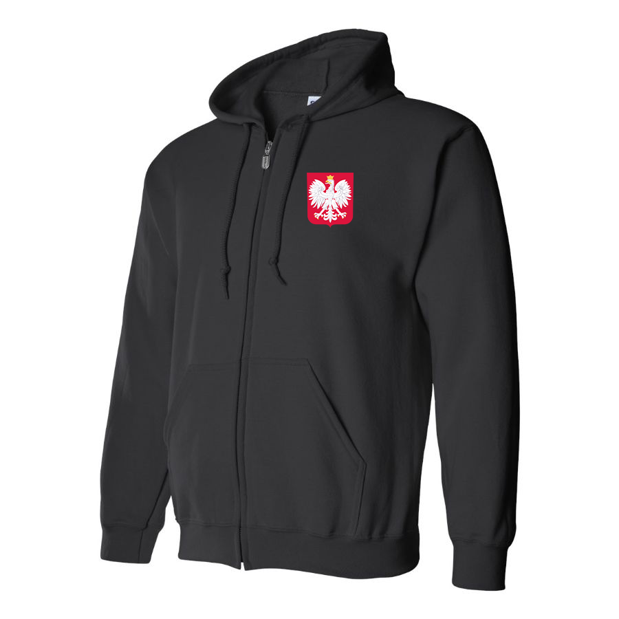 Men's Poland National Soccer Team Zipper Hoodie