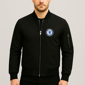 Men's Chelsea Soccer Lightweight Bomber Jacket Windbreaker Softshell Varsity Jacket Coat