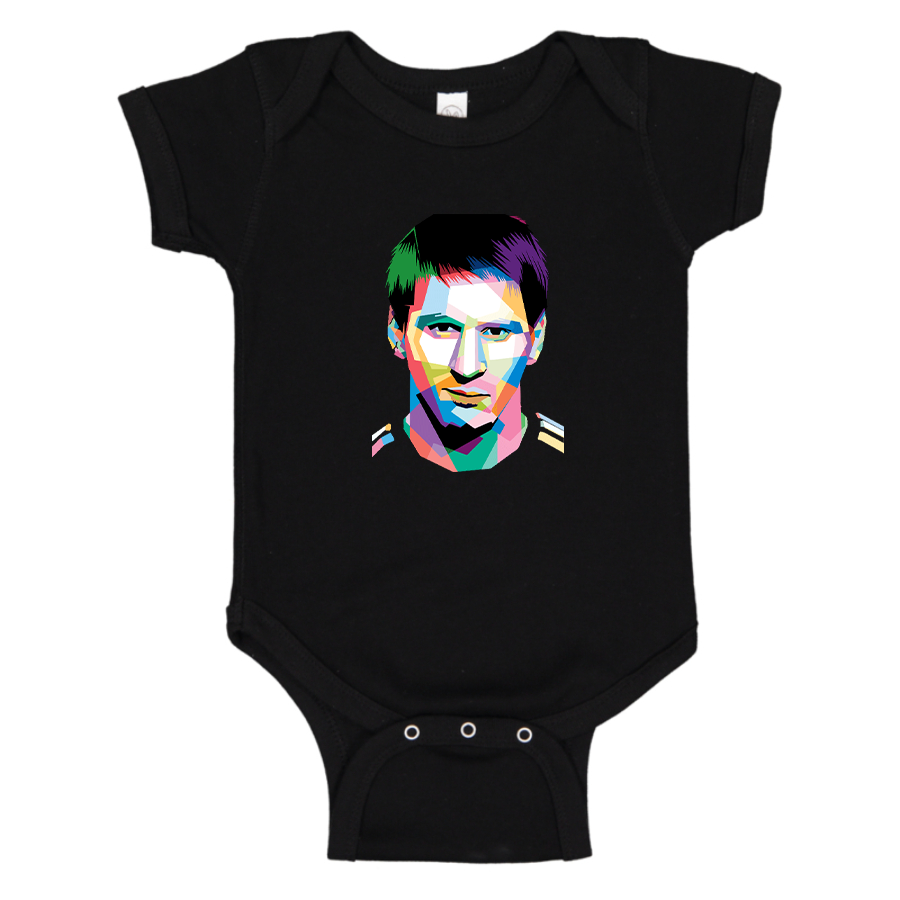 Lionel Messi Face Art Soccer Baby Romper Onesie