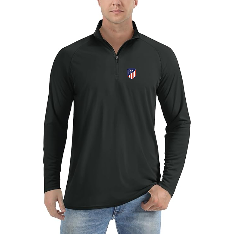 Men’s Atletico Madrid FC - Lightweight Quarter-Zip Athletic Shirt – Long Sleeve Performance Wear