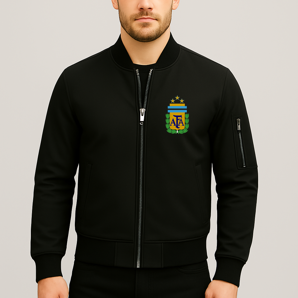 Men's Argentina National Soccer Team Lightweight Bomber Jacket Windbreaker Softshell Varsity Jacket Coat