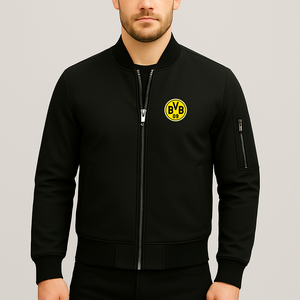 Men's Borussia Dortmund BVB FC Lightweight Bomber Jacket Windbreaker Softshell Varsity Jacket Coat