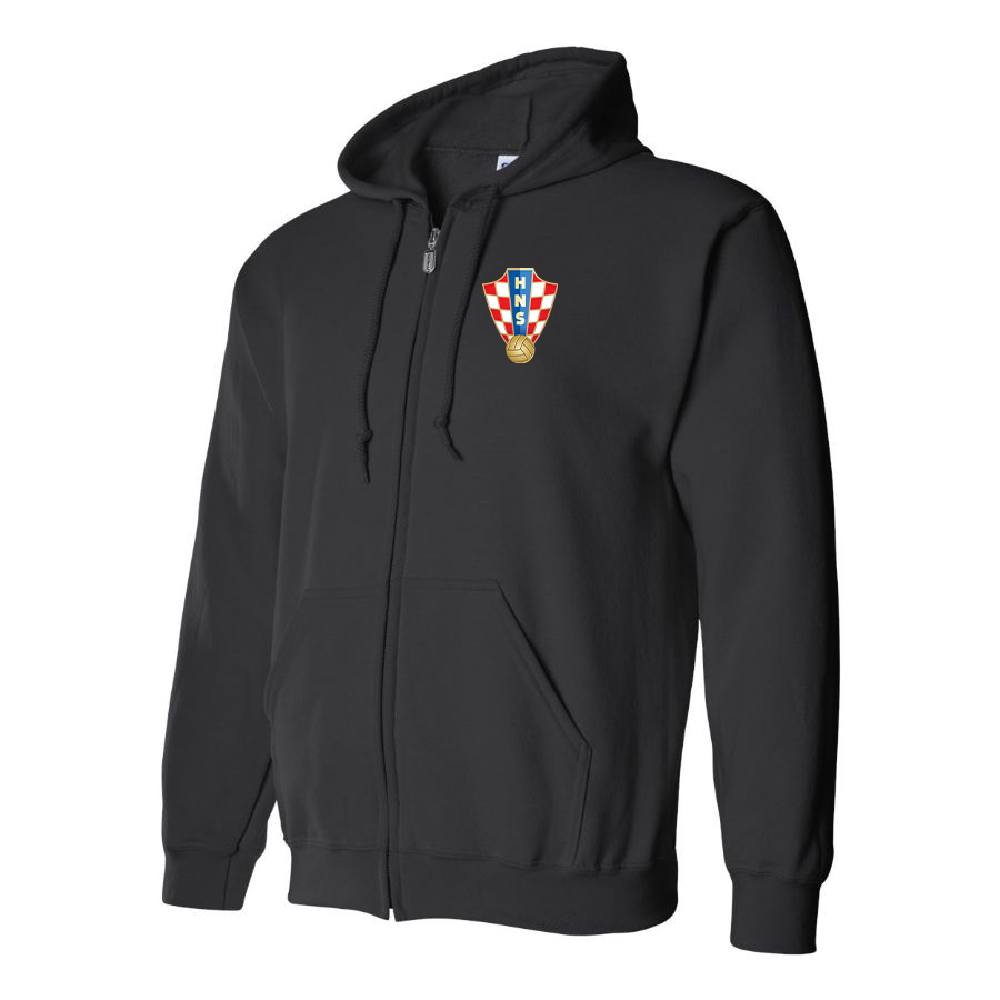 Men's Croatia National Soccer Team Zipper Hoodie