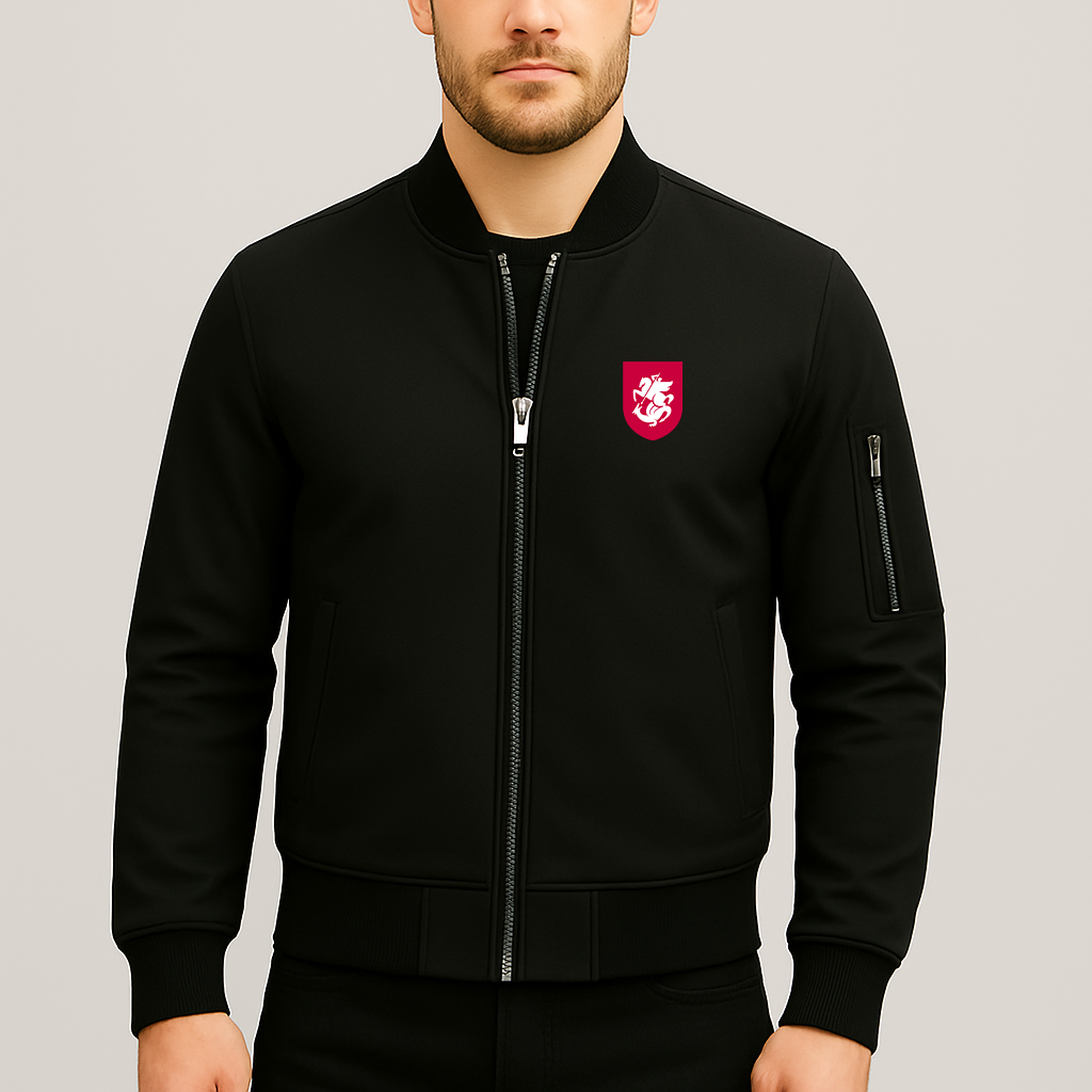 Men's Georgia National Soccer Team Lightweight Bomber Jacket Windbreaker Softshell Varsity Jacket Coat