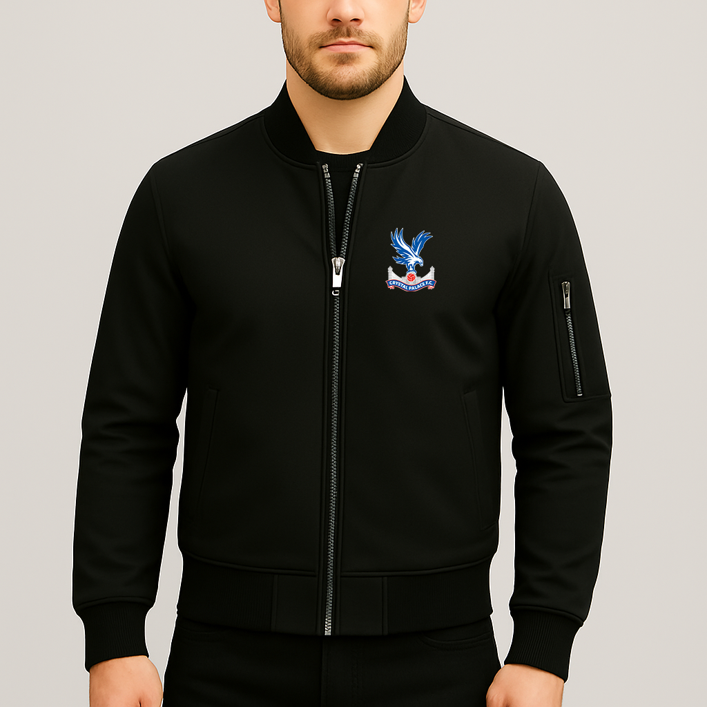 Men's Crystal Palace F.C Lightweight Bomber Jacket Windbreaker Softshell Varsity Jacket Coat