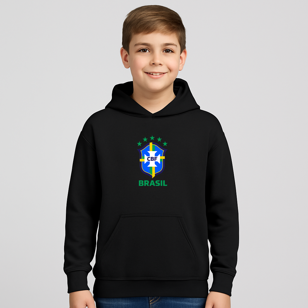 Youth Kids Brasil National Soccer Team Pullover Hoodie