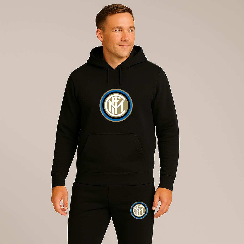 Men's Inter Milan Soccer Logo Hoodie Joggers Set