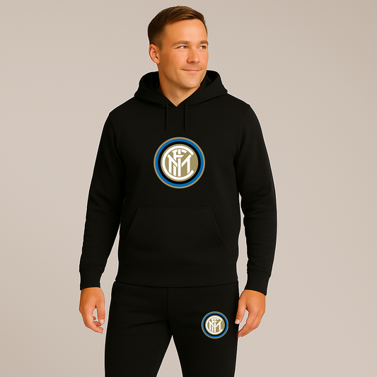 Men's Inter Milan Soccer Logo Hoodie Joggers Set
