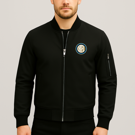 Men's Inter Milan Soccer Lightweight Bomber Jacket Windbreaker Softshell Varsity Jacket Coat