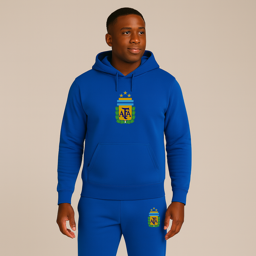 Men's Argentina National Soccer Team Logo Hoodie Joggers Set