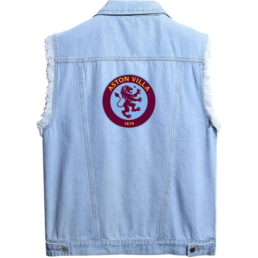 Men's Aston Villa  - Sleeveless Distressed Denim Vest – Rugged Black Jean Jacket