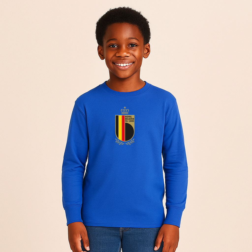 Youth Kids Belgium National Soccer Team Long Sleeve T-Shirt