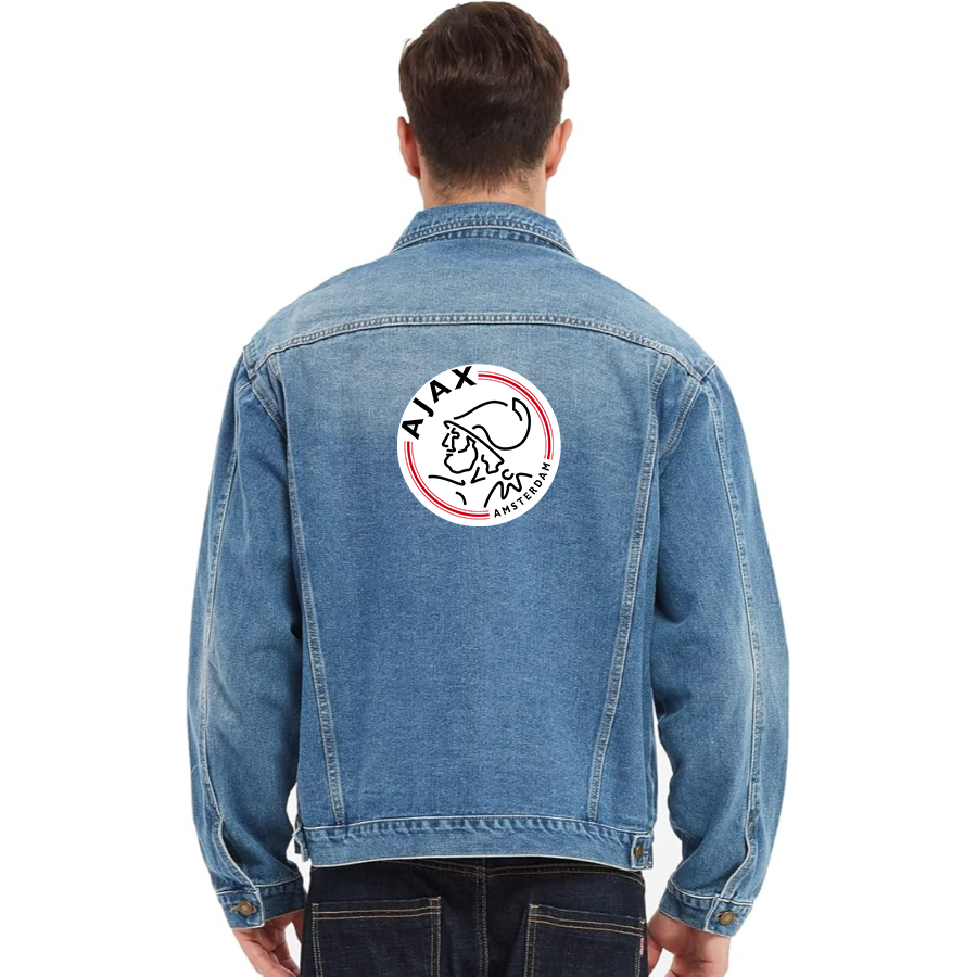 Men’s Amsterdamsche FC Ajax - Vintage Distressed Denim Jacket – Stylish Casual Jean Outerwear