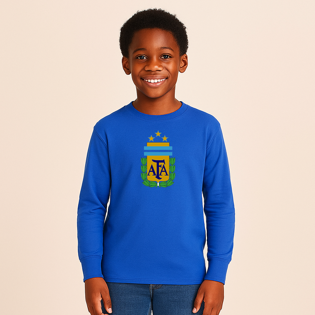 Youth Kids Argentina National Soccer Team Long Sleeve T-Shirt