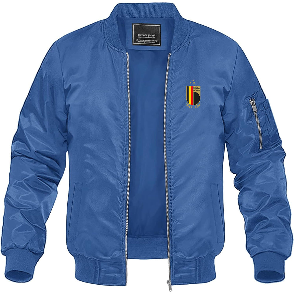 Men's Belgium National Soccer Team Lightweight Bomber Jacket Windbreaker Softshell Varsity Jacket Coat