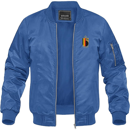 Men's Belgium National Soccer Team Lightweight Bomber Jacket Windbreaker Softshell Varsity Jacket Coat