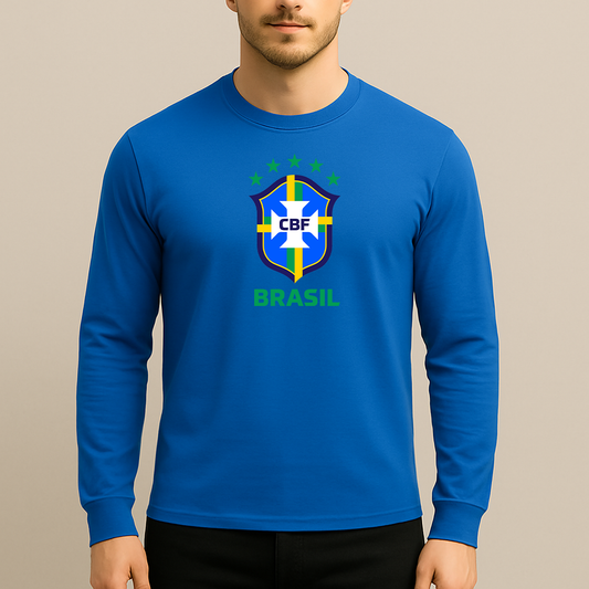 Men's Brasil National Soccer Team Cotton Long Sleeve T-Shirt