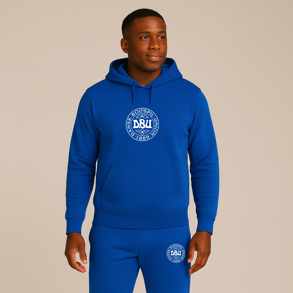 Men's Denmark Soccer Soccer Logo Hoodie Joggers Set