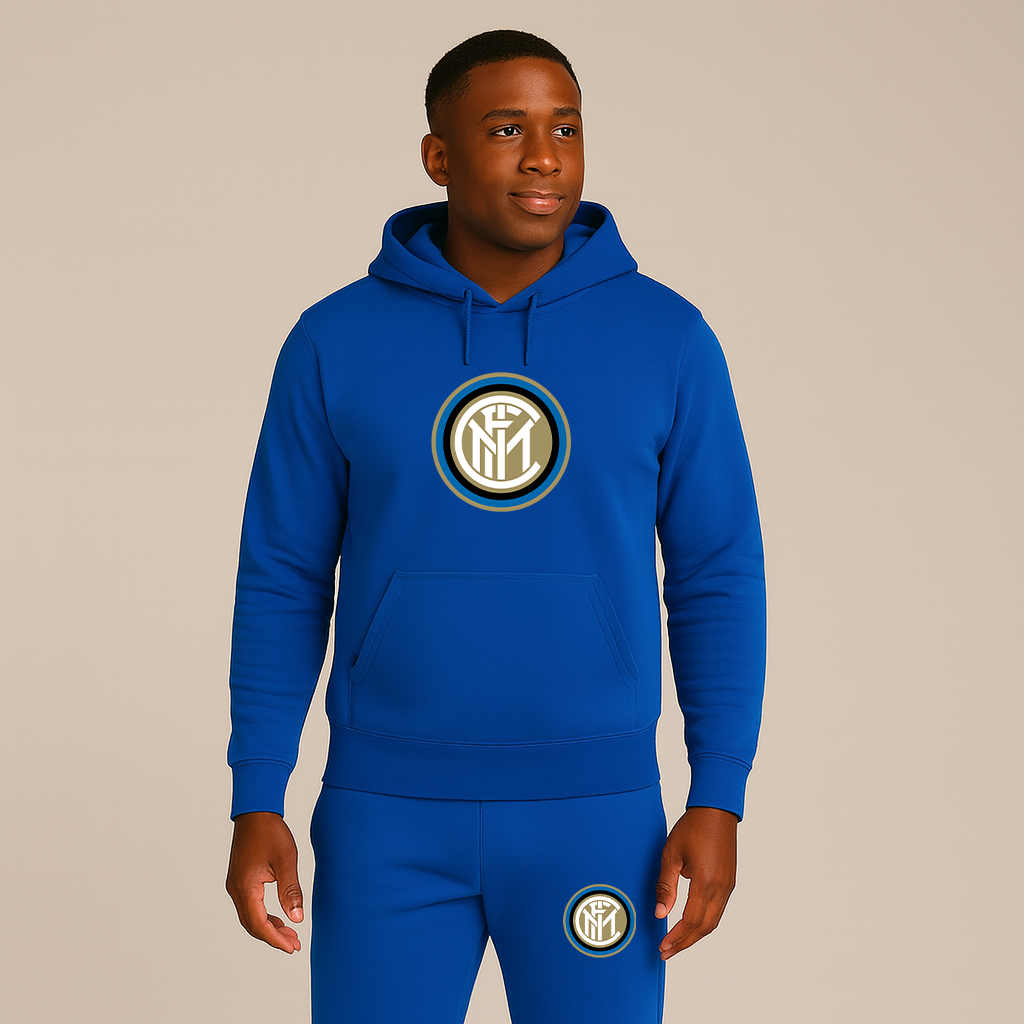 Men's Inter Milan Soccer Logo Hoodie Joggers Set
