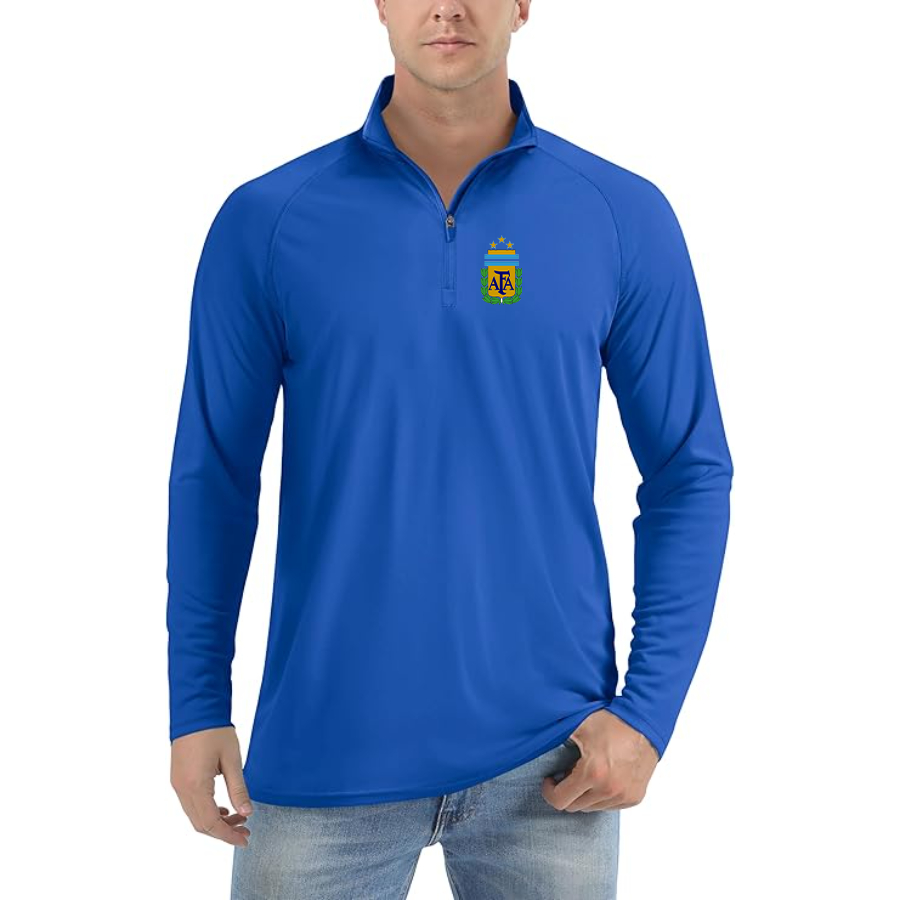 Men’s Argentina Soccer - Lightweight Quarter-Zip Athletic Shirt – Long Sleeve Performance Wear