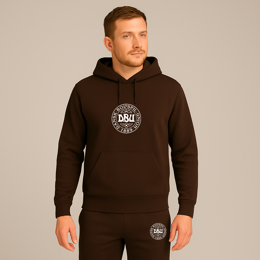 Men's Denmark Soccer Soccer Logo Hoodie Joggers Set