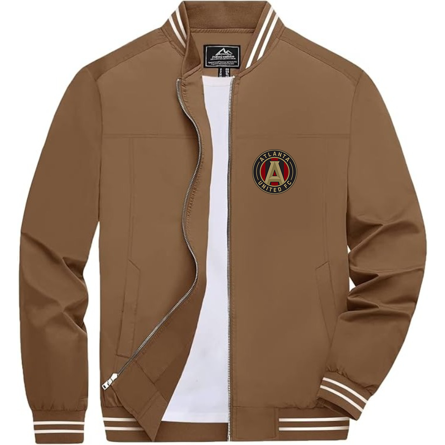 Men’s  Atlana United FC  Lightweight Zip-Up Bomber Jacket with Ribbed Collar and Cuffs - Versatile Casual Outerwear