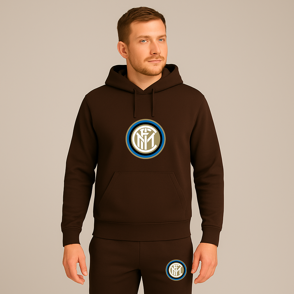 Men's Inter Milan Soccer Logo Hoodie Joggers Set