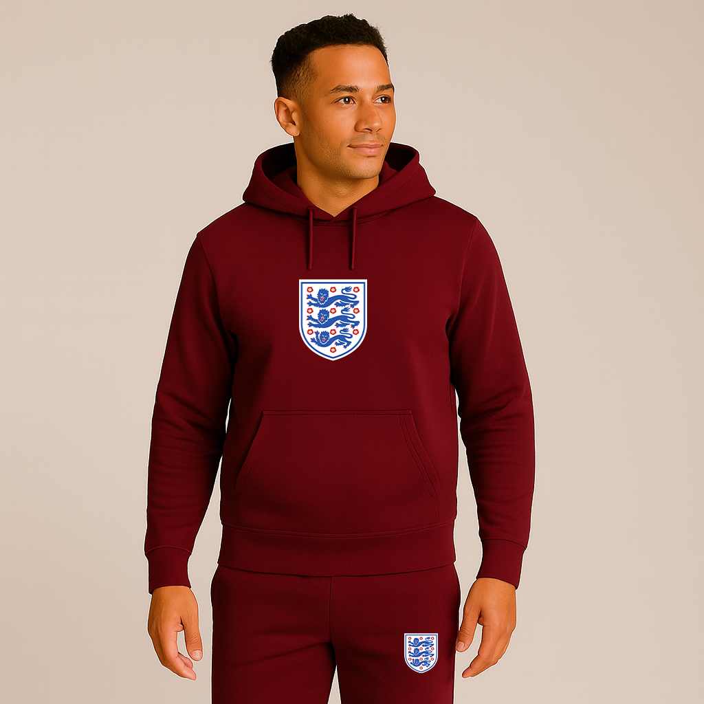 Men's England National Football Team Logo Hoodie Joggers Set