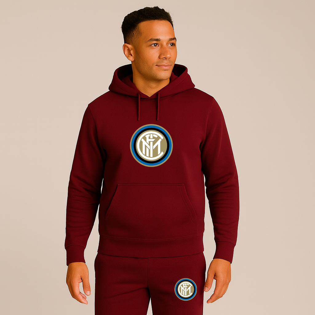 Men's Inter Milan Soccer Logo Hoodie Joggers Set