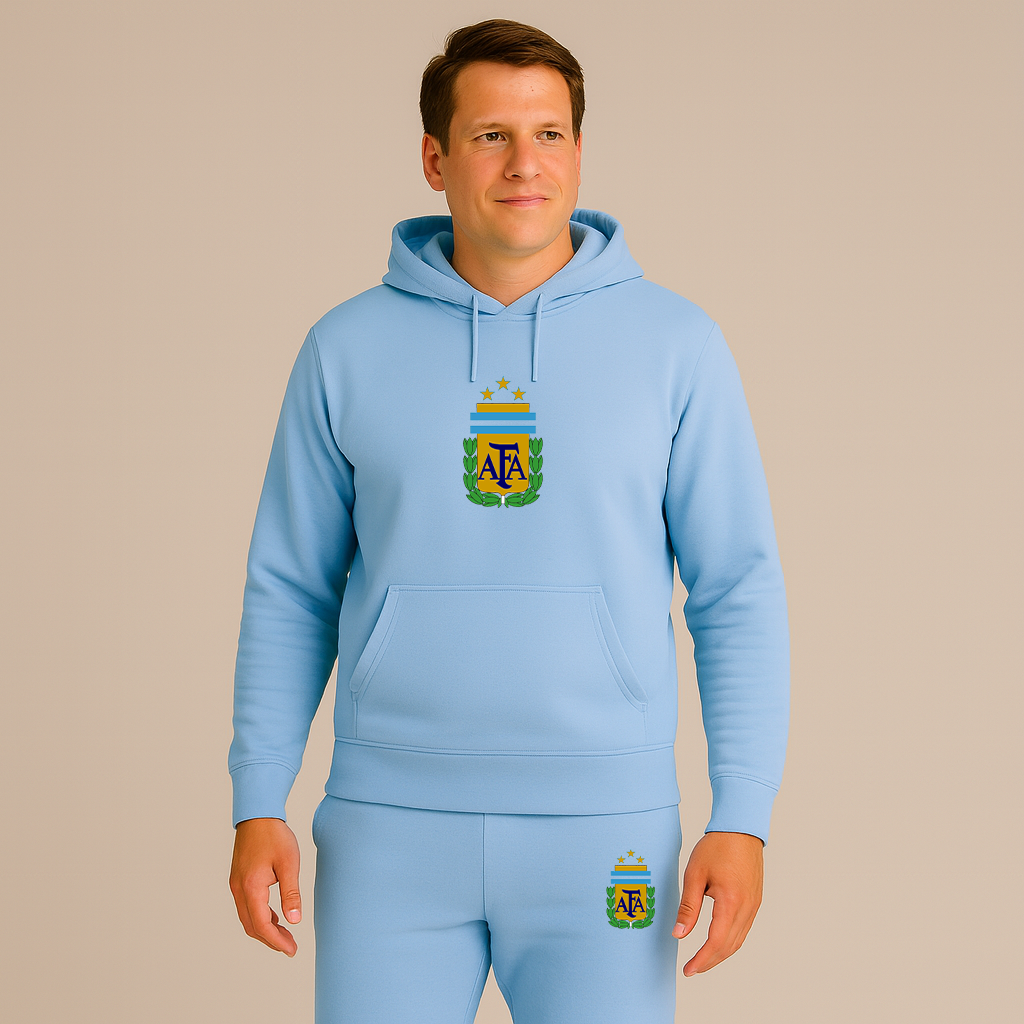 Men's Argentina National Soccer Team Logo Hoodie Joggers Set