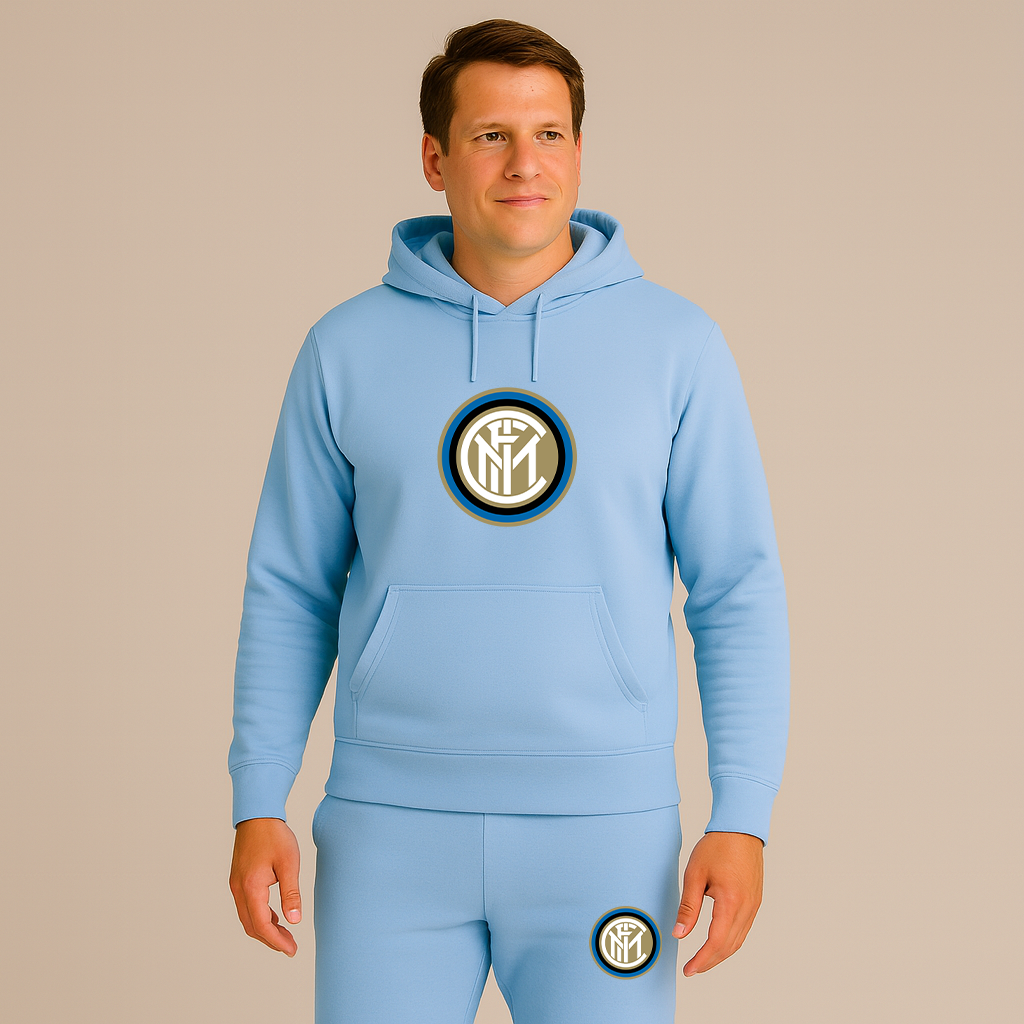 Men's Inter Milan Soccer Logo Hoodie Joggers Set
