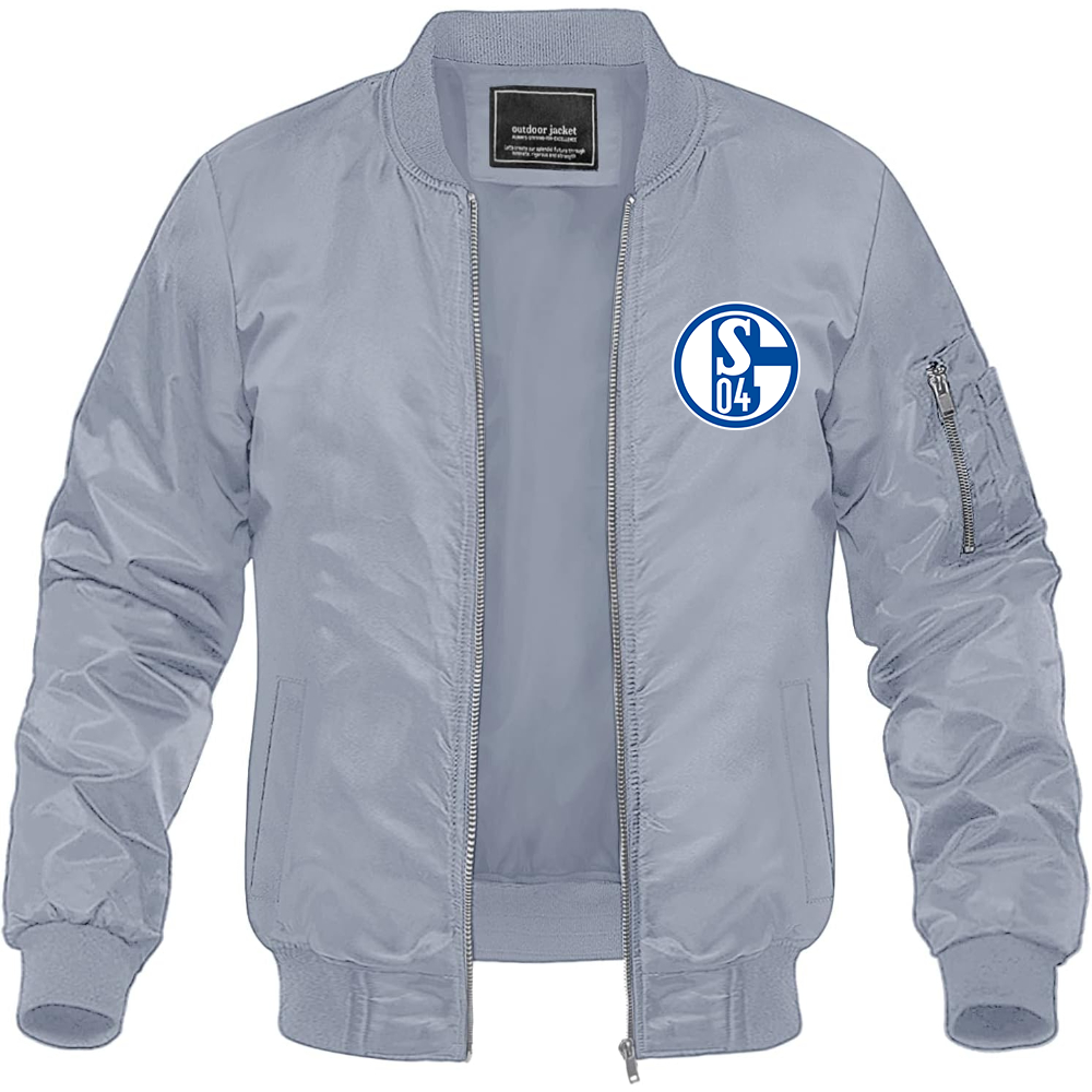 Men's Schalke 04 FC Lightweight Bomber Jacket Windbreaker Softshell Varsity Jacket Coat