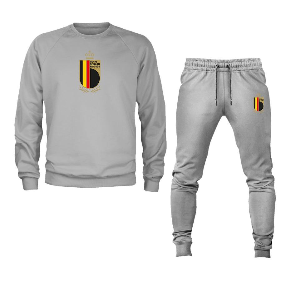 Men's Belgium National Soccer Team Logo Crewneck Sweatshirt Joggers Suit