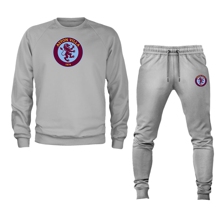 Men's Aston Villa FC Logo Crewneck Sweatshirt Joggers Suit