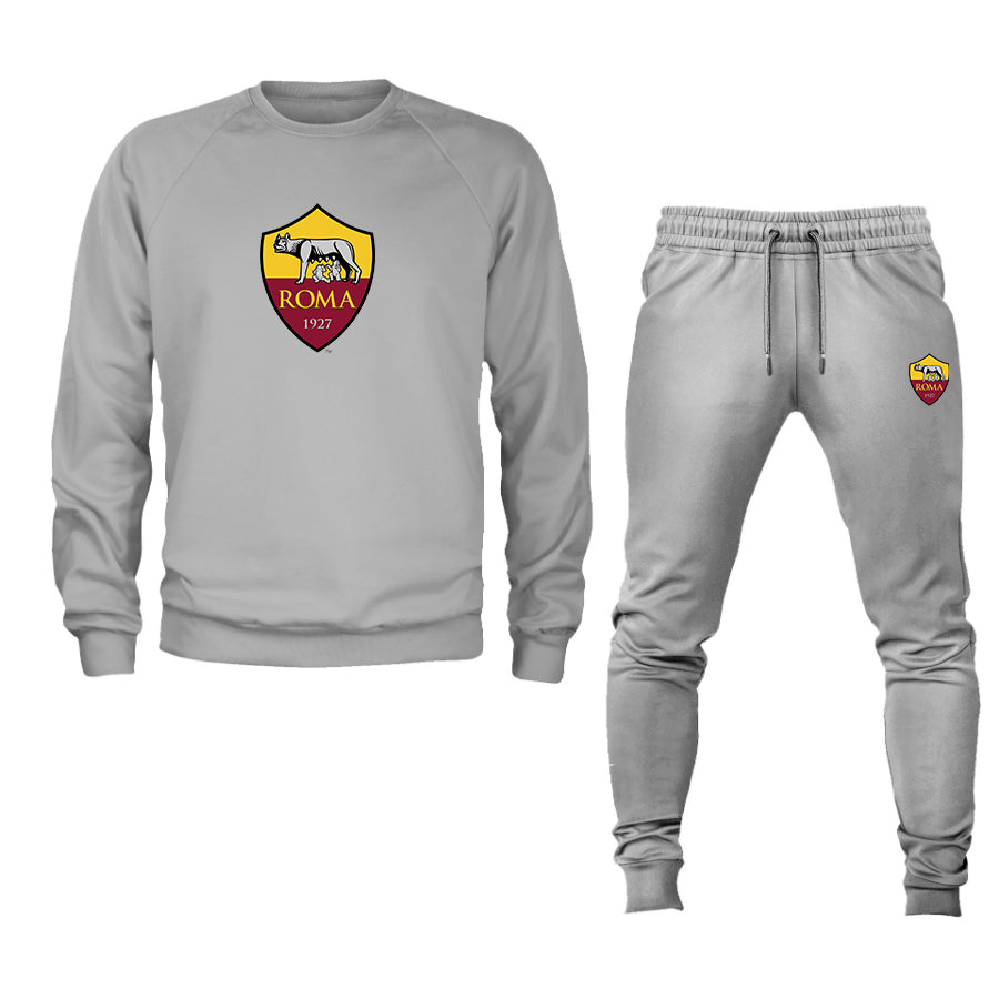 Men's AS Roma FC Logo Crewneck Sweatshirt Joggers Suit