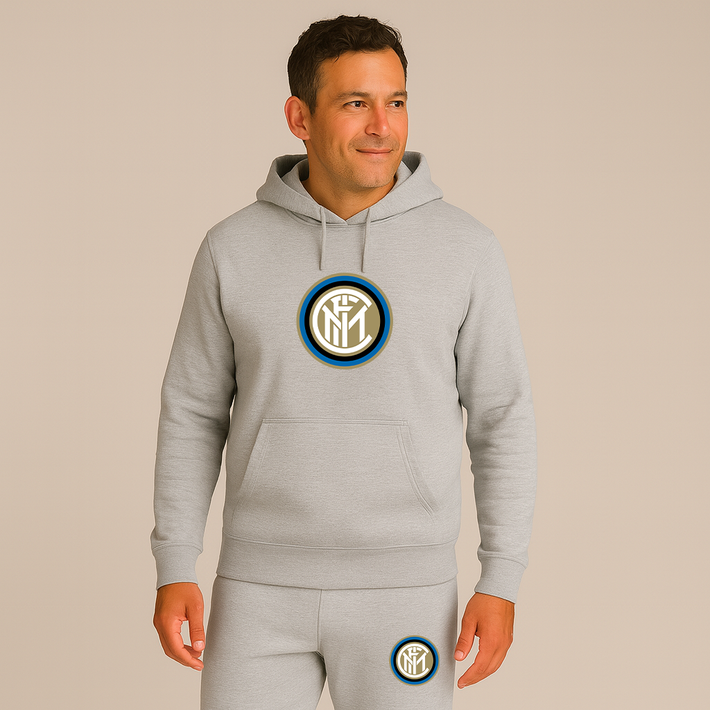 Men's Inter Milan Soccer Logo Hoodie Joggers Set