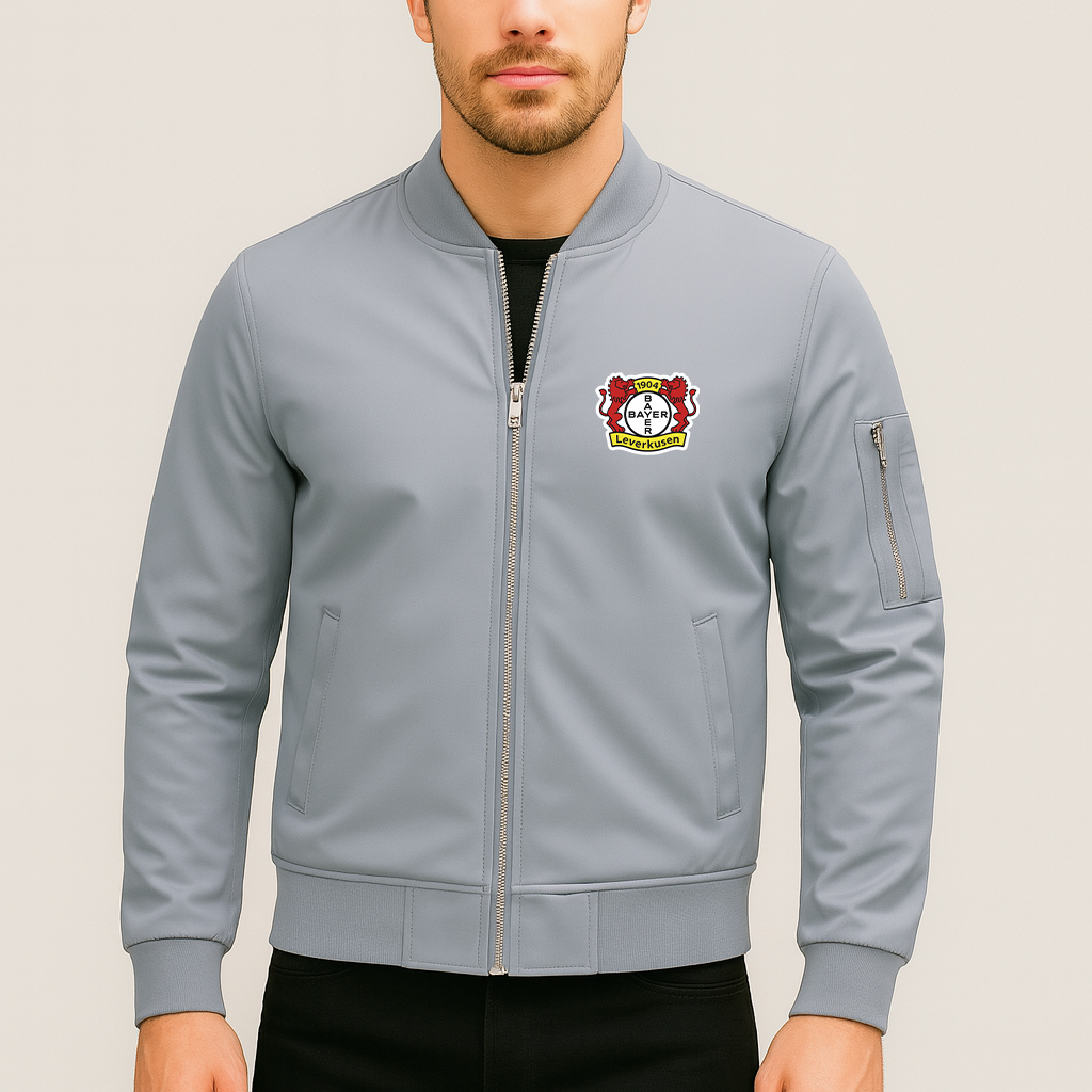 Men's Bayer Leverkusen FC Lightweight Bomber Jacket Windbreaker Softshell Varsity Jacket Coat