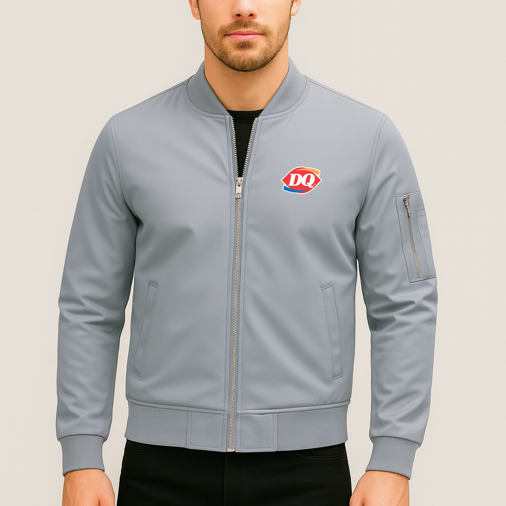 Men's  DQ Dairy Queen Lightweight Bomber Jacket Windbreaker Softshell Varsity Jacket Coat
