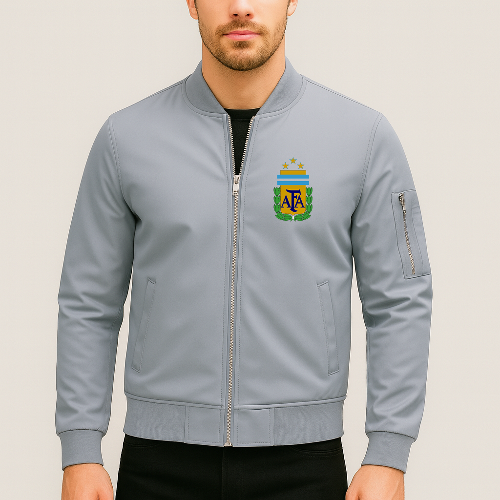 Men's Argentina National Soccer Team Lightweight Bomber Jacket Windbreaker Softshell Varsity Jacket Coat