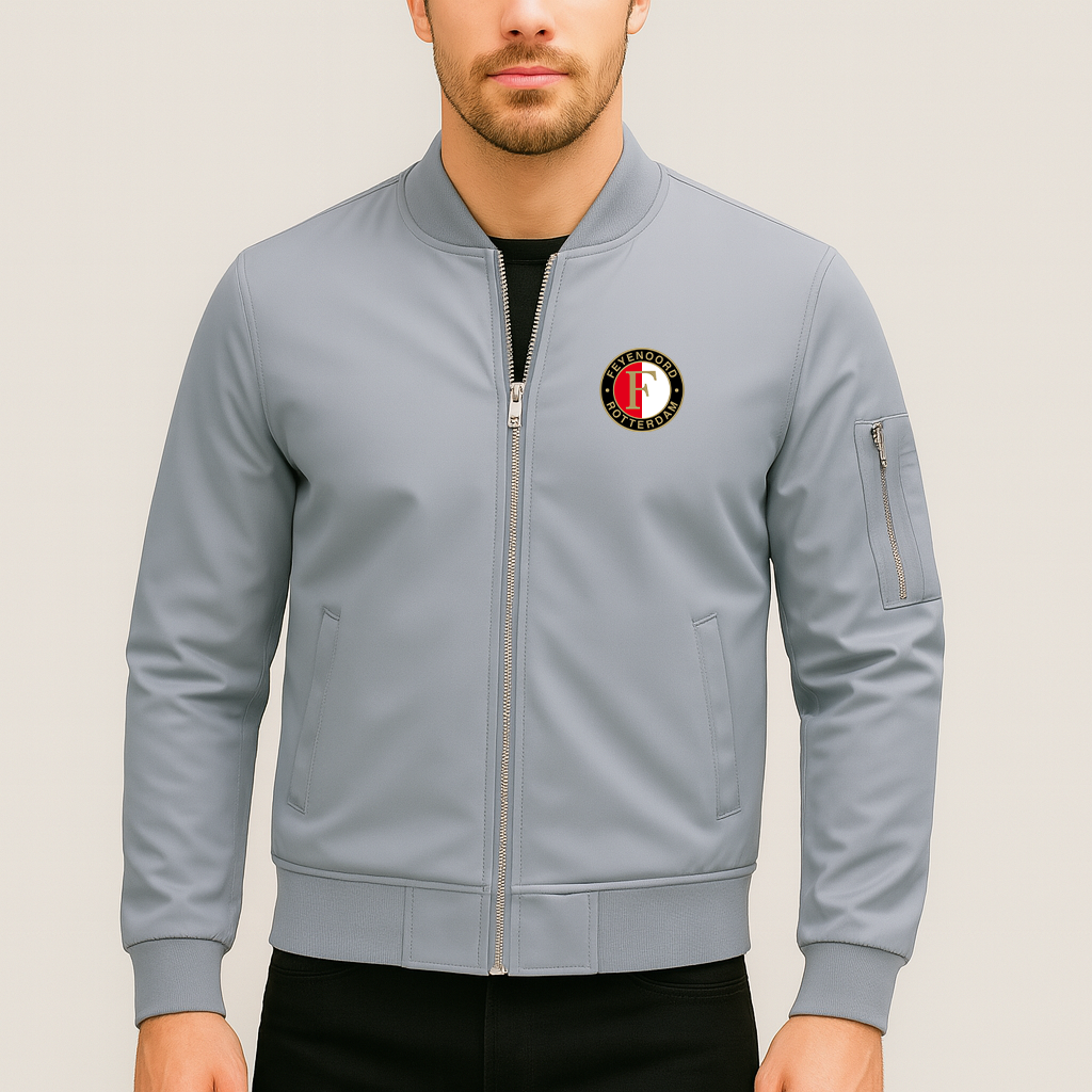 Men's Feyenoord FC Lightweight Bomber Jacket Windbreaker Softshell Varsity Jacket Coat