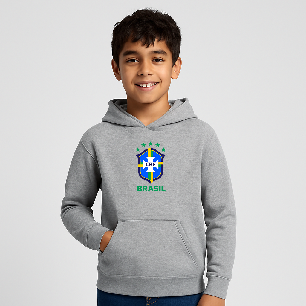 Youth Kids Brasil National Soccer Team Pullover Hoodie