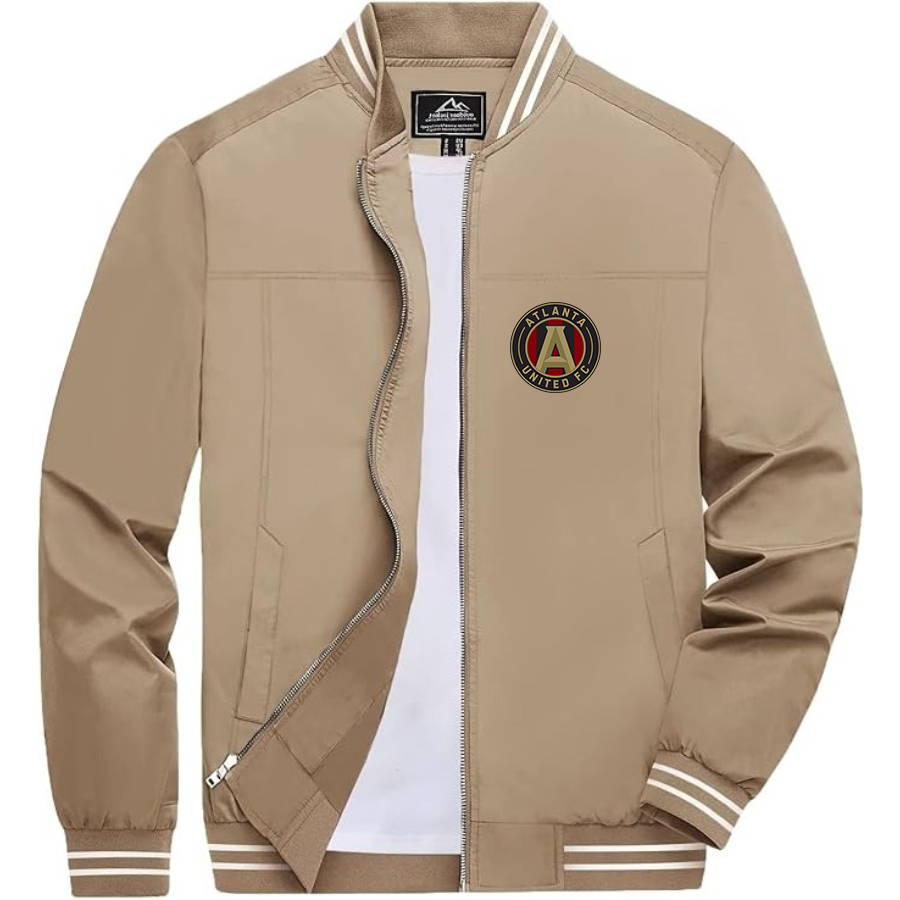 Men’s  Atlana United FC  Lightweight Zip-Up Bomber Jacket with Ribbed Collar and Cuffs - Versatile Casual Outerwear