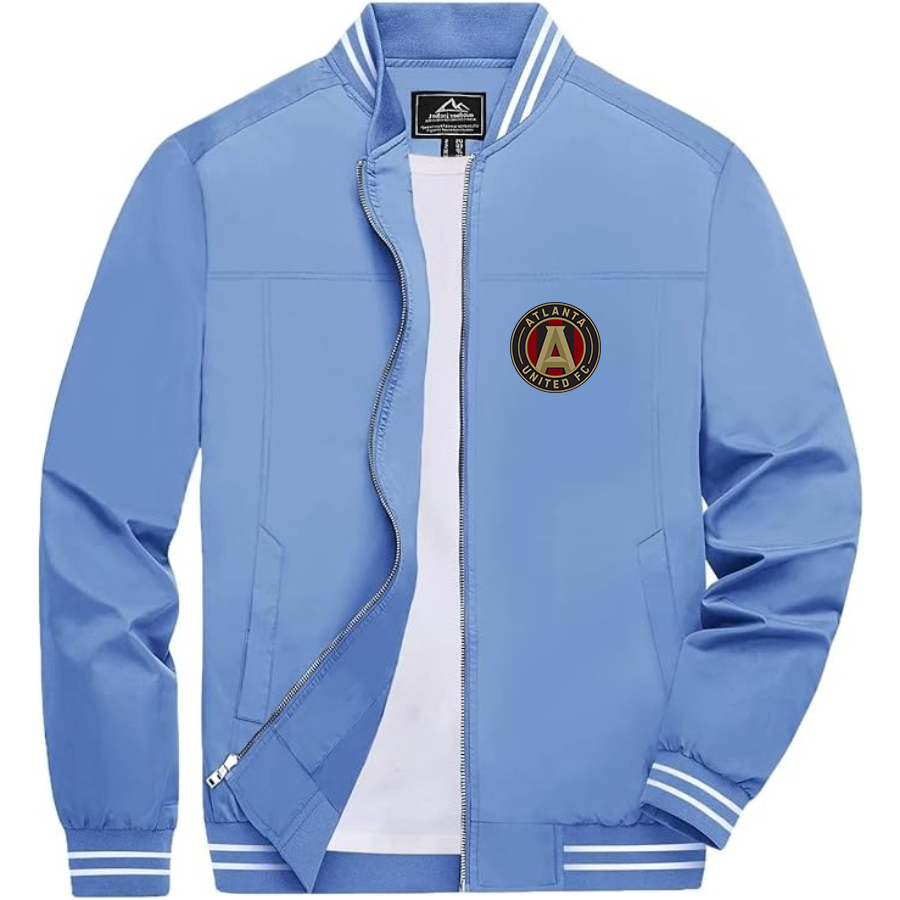 Men’s  Atlana United FC  Lightweight Zip-Up Bomber Jacket with Ribbed Collar and Cuffs - Versatile Casual Outerwear