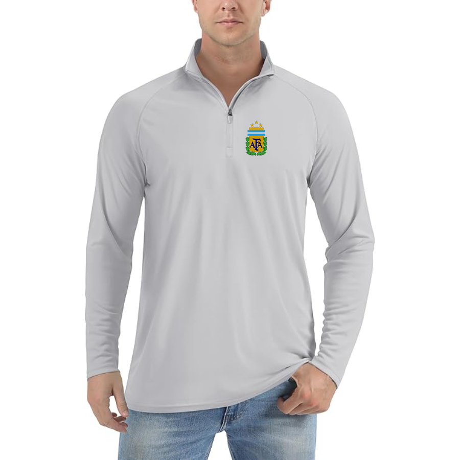 Men’s Argentina Soccer - Lightweight Quarter-Zip Athletic Shirt – Long Sleeve Performance Wear