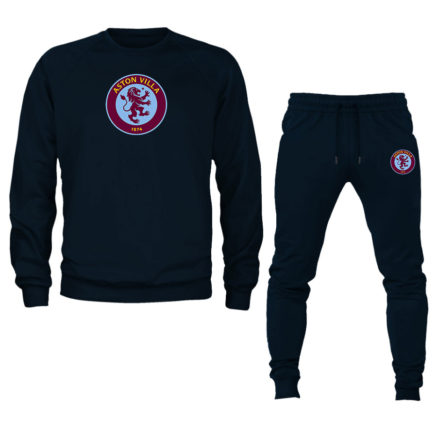 Men's Aston Villa FC Logo Crewneck Sweatshirt Joggers Suit